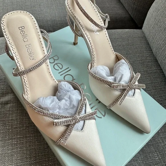 Bella Belle White Heels with Rhinestone Embellishment bridal